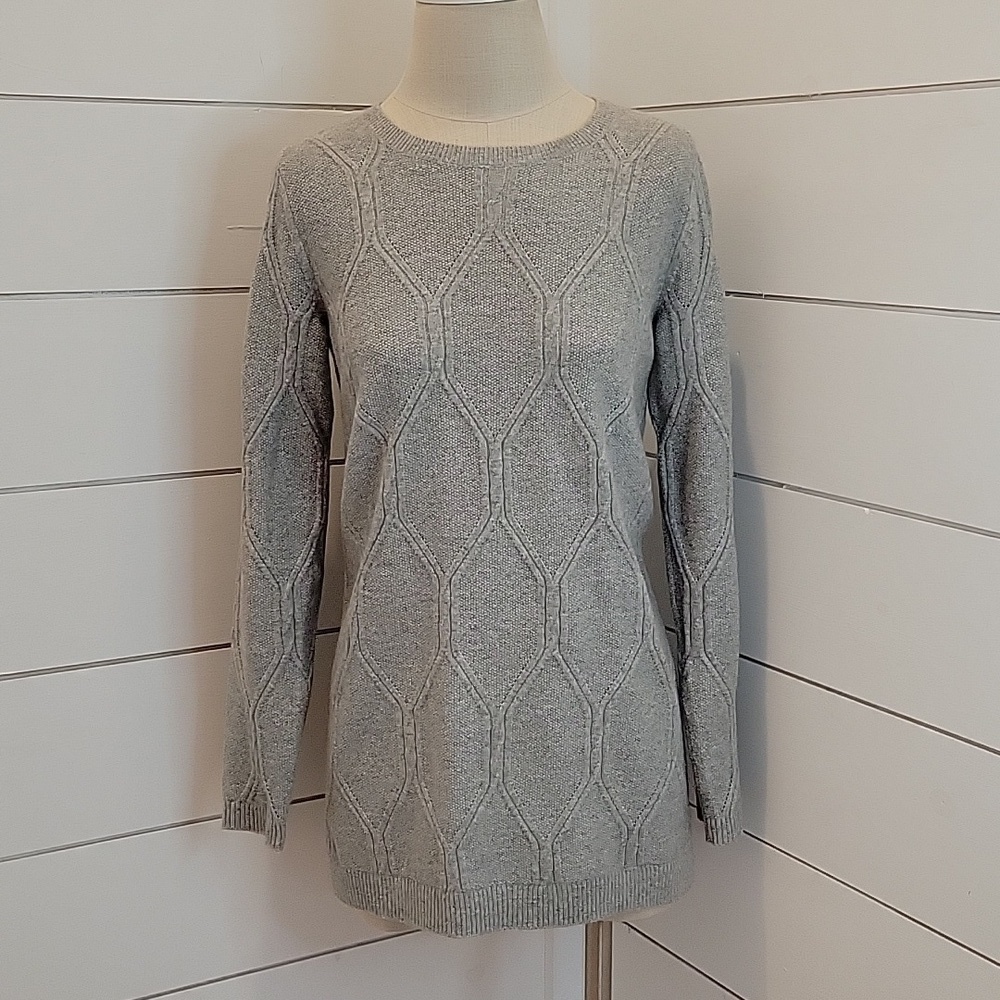 J JILL xs grey oversized crew neck sweater